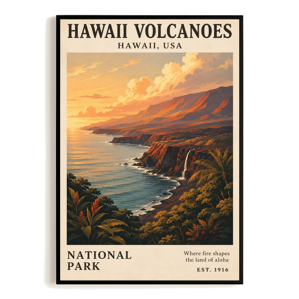 Hawaii Volcanoes National Park Travel Gifts Poster Vintage Landscape Wall Art Decor Souvenir Print Painting Picture For Home Living Room Office Bedroom Kitchen Unframed | siriusteestore
