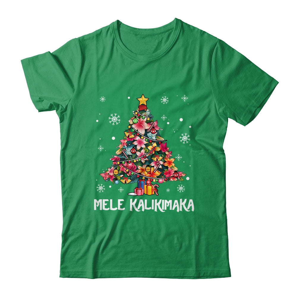 Hawaiian Floral Christmas Tree Mele Kalikimaka Tropical Xmas Shirt & Sweatshirt | siriusteestore
