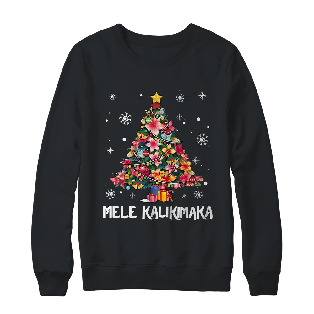 Hawaiian Floral Christmas Tree Mele Kalikimaka Tropical Xmas Shirt & Sweatshirt | siriusteestore