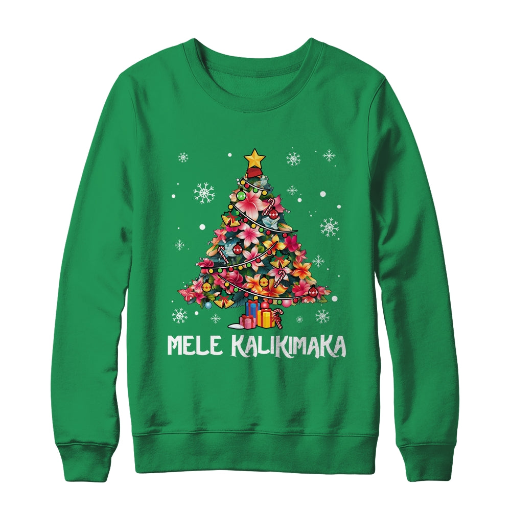 Hawaiian Floral Christmas Tree Mele Kalikimaka Tropical Xmas Shirt & Sweatshirt | siriusteestore