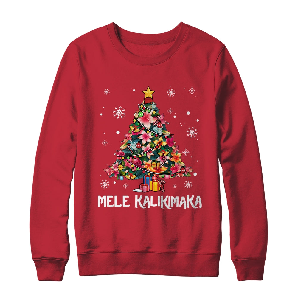 Hawaiian Floral Christmas Tree Mele Kalikimaka Tropical Xmas Shirt & Sweatshirt | siriusteestore