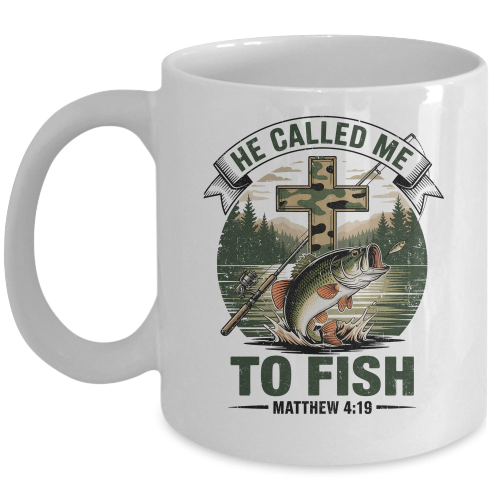 He Called Me To Fish Bass Fishing Camo Christian Funny Mug | siriusteestore