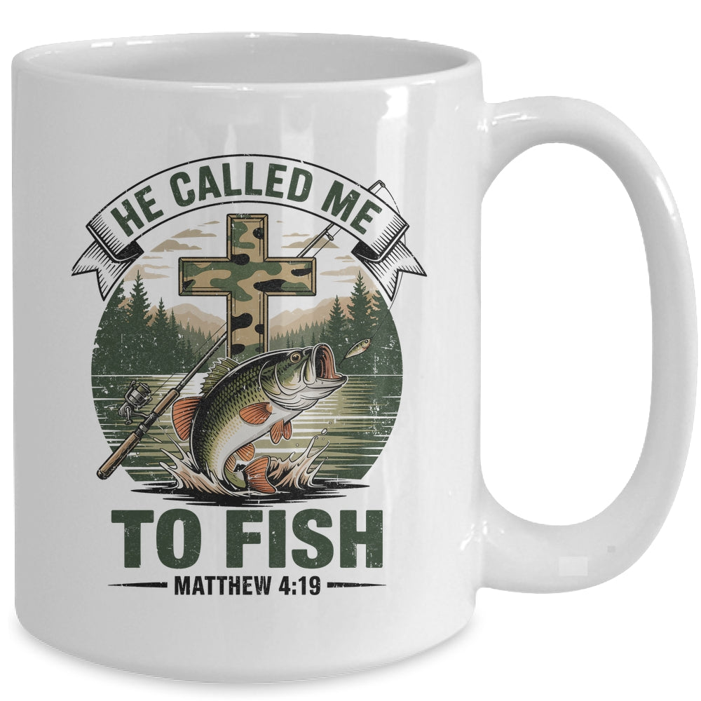 He Called Me To Fish Bass Fishing Camo Christian Funny Mug | siriusteestore