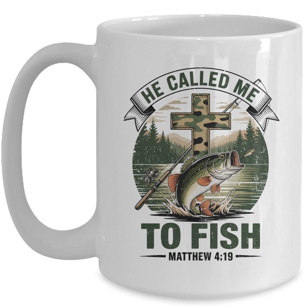 He Called Me To Fish Bass Fishing Camo Christian Funny Mug | siriusteestore