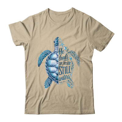 He Leads Me Beside Still Waters Sea Turtle Psalm Christian Shirt & Hoodie | siriusteestore