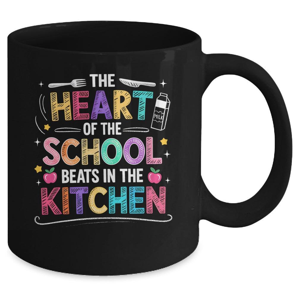 Heart Of The School Beats In The Kitchen Lunch Lady Funny Mug | siriusteestore