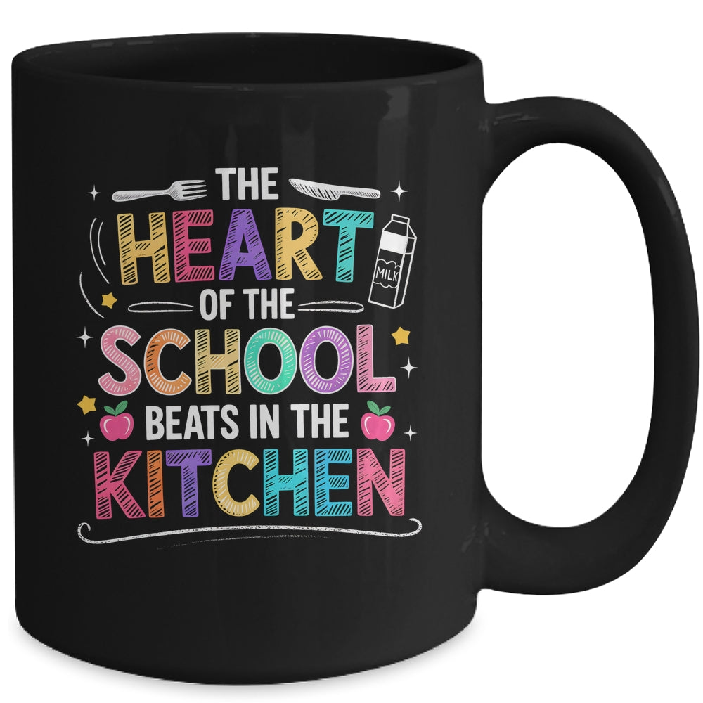 Heart Of The School Beats In The Kitchen Lunch Lady Funny Mug | siriusteestore