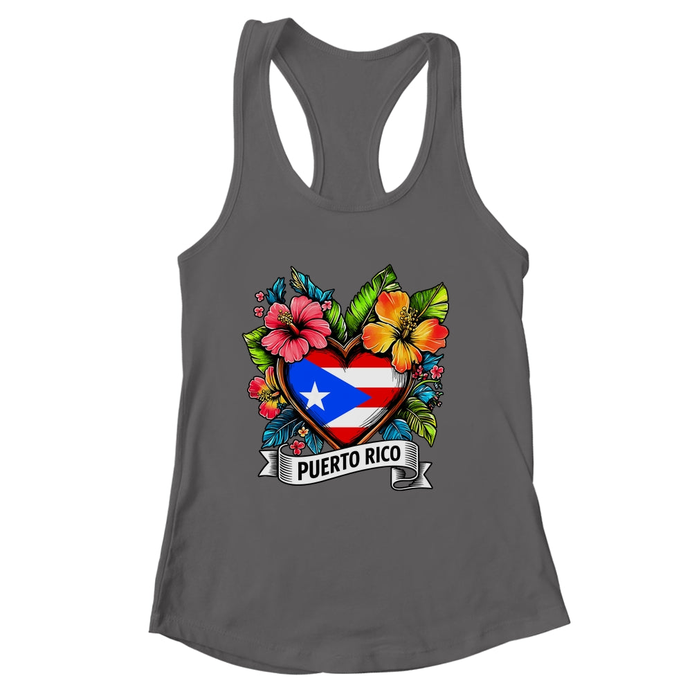 Heart Puerto Rico Flag Hispanic Heritage Boricua Rican Shirt & Tank Top | siriusteestore