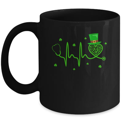 Heartbeat Stethoscope Shamrock Irish Nurse St Patricks Day Mug | siriusteestore