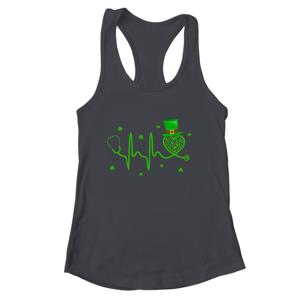 Heartbeat Stethoscope Shamrock Irish Nurse St Patricks Day Shirt & Tank Top | siriusteestore