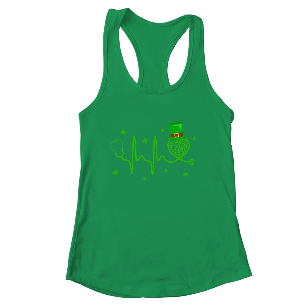 Heartbeat Stethoscope Shamrock Irish Nurse St Patricks Day Shirt & Tank Top | siriusteestore