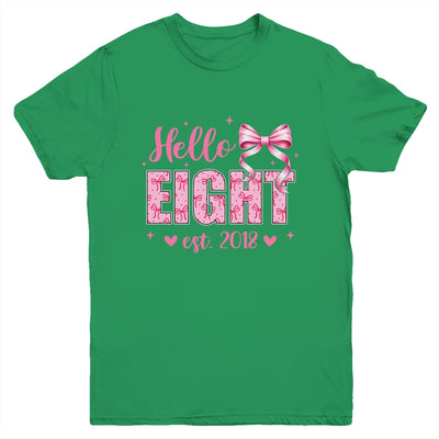 Hello Eight Est 2018 Coquette Bow 8th Birthday Girl 8 Years Youth Shirt | siriusteestore