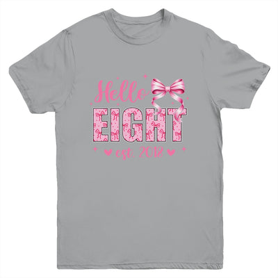 Hello Eight Est 2018 Coquette Bow 8th Birthday Girl 8 Years Youth Shirt | siriusteestore