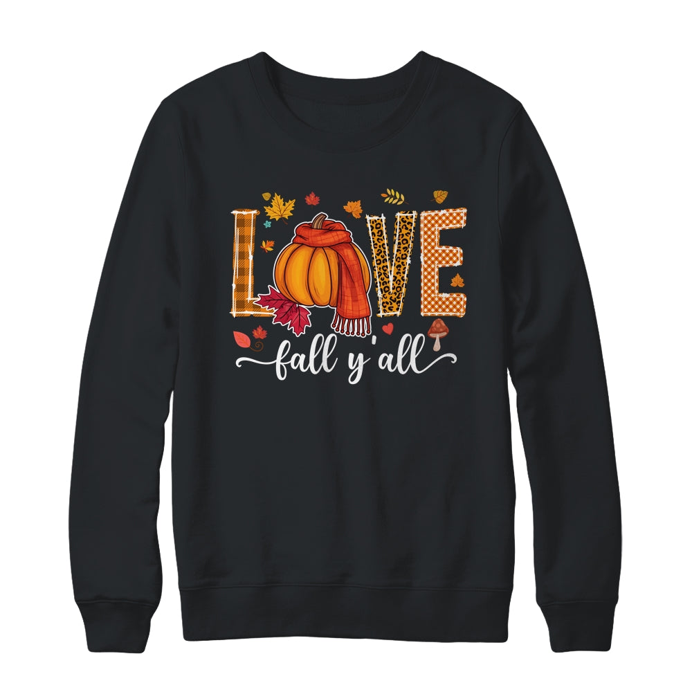 Hello Fall Pumpkin LOVE Fall Y'All Leopard Peace Love Fall Shirt & Sweatshirt | siriusteestore