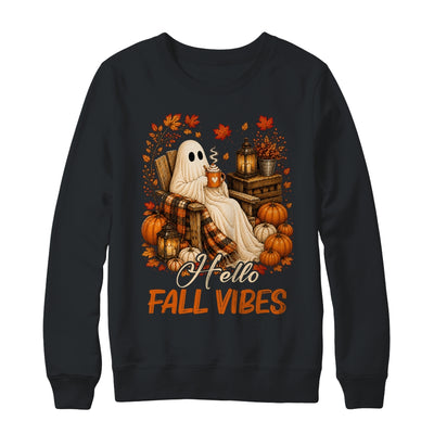 Hello Fall Vibes Ghost Cute Autumn Pumpkin Spooky Season Shirt & Sweatshirt | siriusteestore
