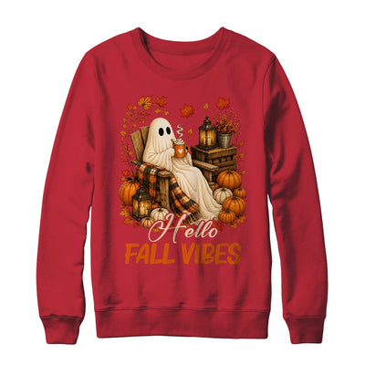 Hello Fall Vibes Ghost Cute Autumn Pumpkin Spooky Season Shirt & Sweatshirt | siriusteestore