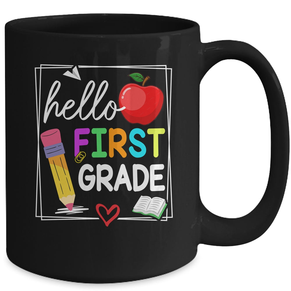 Hello First Grade Team 1st Grade Back To School Teacher Kids Mug | siriusteestore