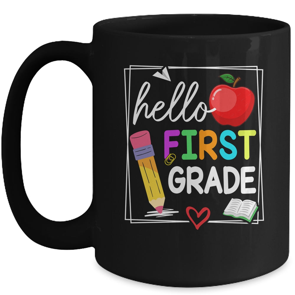 Hello First Grade Team 1st Grade Back To School Teacher Kids Mug | siriusteestore