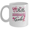 Hello Kindergarten First Day Of School Coquette Teacher Girl Mug | siriusteestore