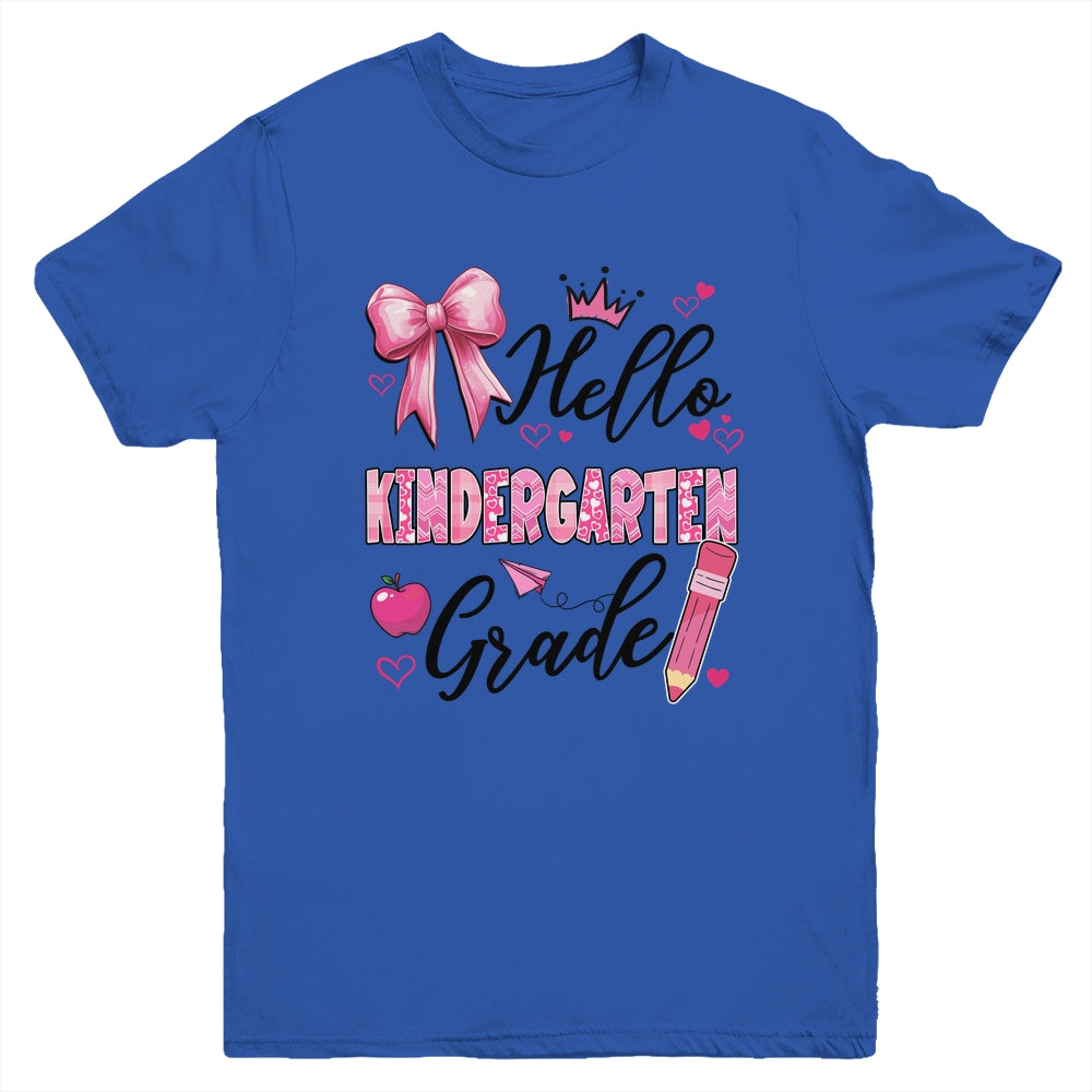 Hello Kindergarten First Day Of School Coquette Teacher Girl Youth Shirt | siriusteestore
