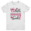 Hello Kindergarten First Day Of School Coquette Teacher Girl Youth Shirt | siriusteestore