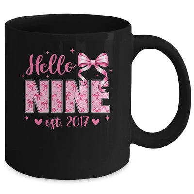 Hello Nine Est 2017 Coquette Bow 9th Birthday Girl 9 Years Mug | siriusteestore