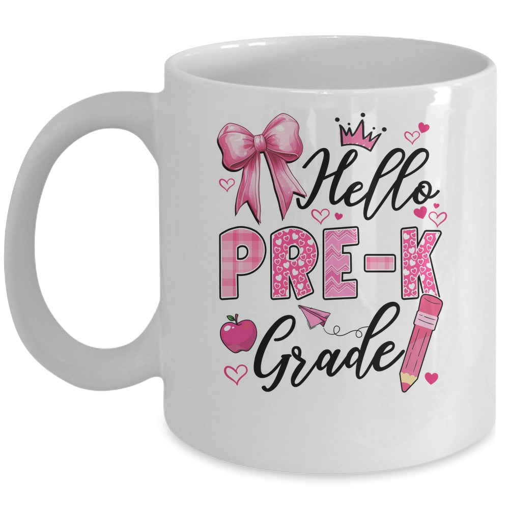 Hello Preschool First Day Of School Coquette Teacher Girl Mug | siriusteestore