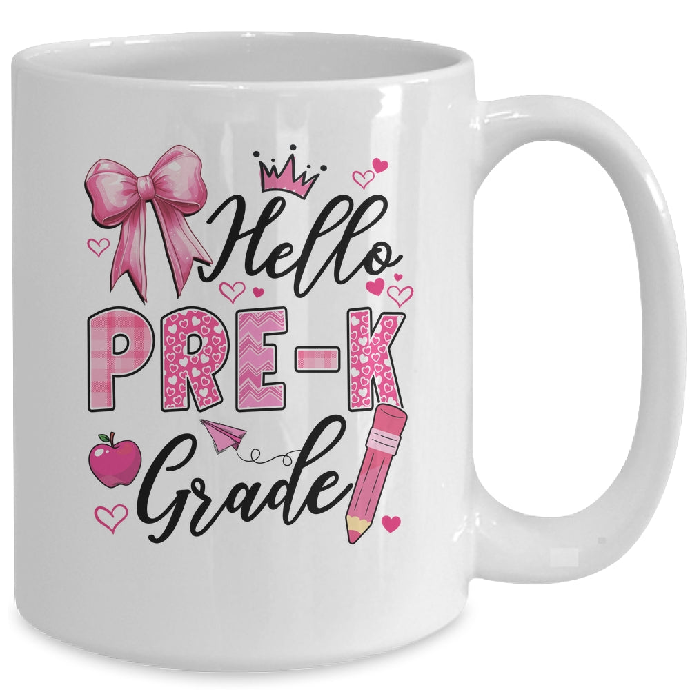 Hello Preschool First Day Of School Coquette Teacher Girl Mug | siriusteestore