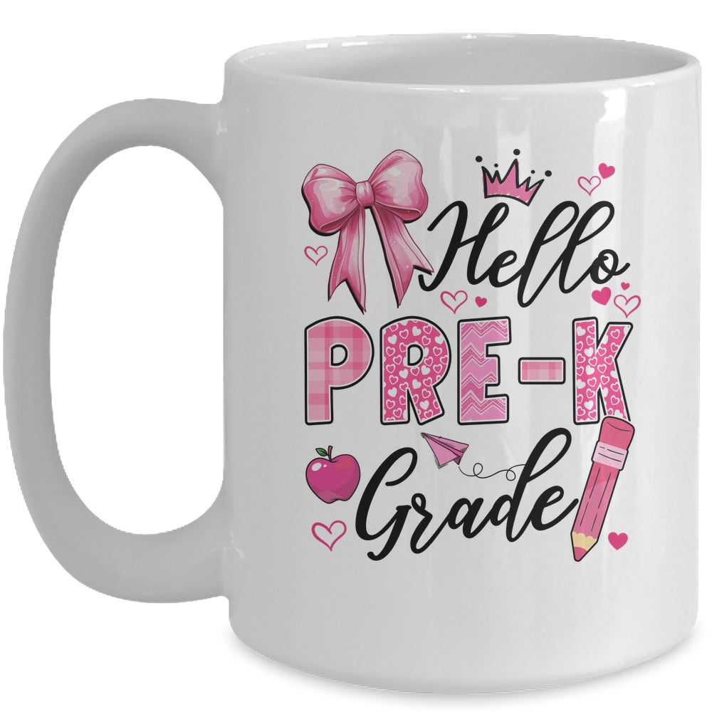 Hello Preschool First Day Of School Coquette Teacher Girl Mug | siriusteestore