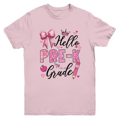 Hello Preschool First Day Of School Coquette Teacher Girl Youth Shirt | siriusteestore