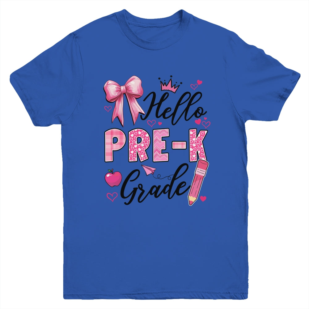 Hello Preschool First Day Of School Coquette Teacher Girl Youth Shirt | siriusteestore
