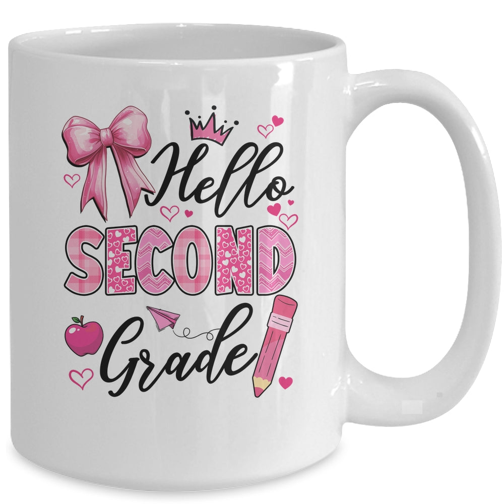 Hello Second Grade First Day Of School Coquette Teacher Girl Mug | siriusteestore