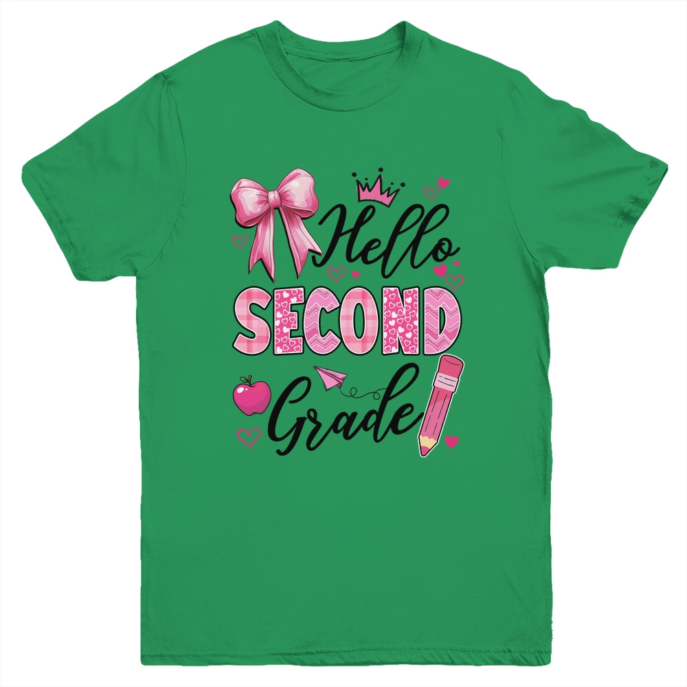 Hello Second Grade First Day Of School Coquette Teacher Girl Youth Shirt | siriusteestore