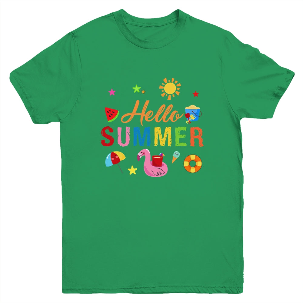 Hello Summer Happy Last Day School Summer Vacation For Kids Youth Shirt | siriusteestore