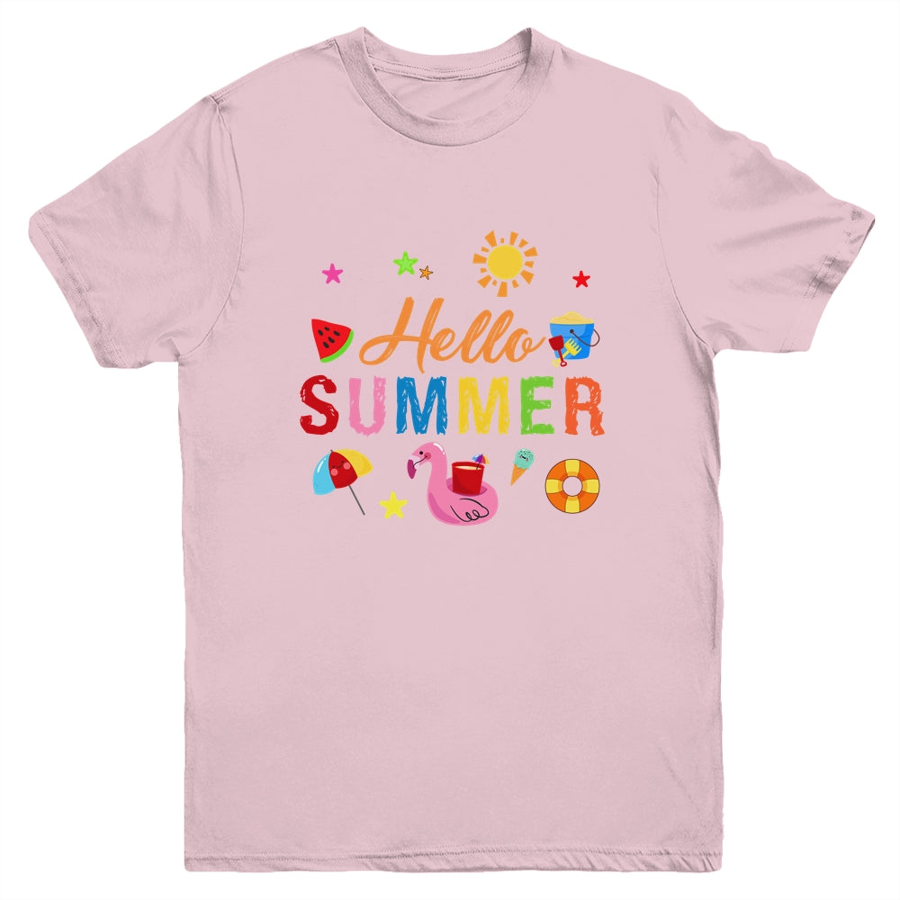 Hello Summer Happy Last Day School Summer Vacation For Kids Youth Shirt | siriusteestore