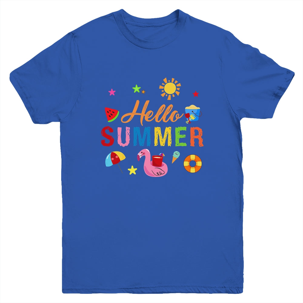 Hello Summer Happy Last Day School Summer Vacation For Kids Youth Shirt | siriusteestore