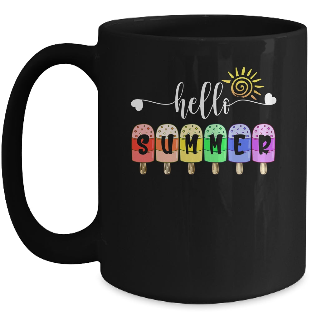 Hello Summer Ice Cream Family Vacation Popsicle Ice Beach Mug | siriusteestore