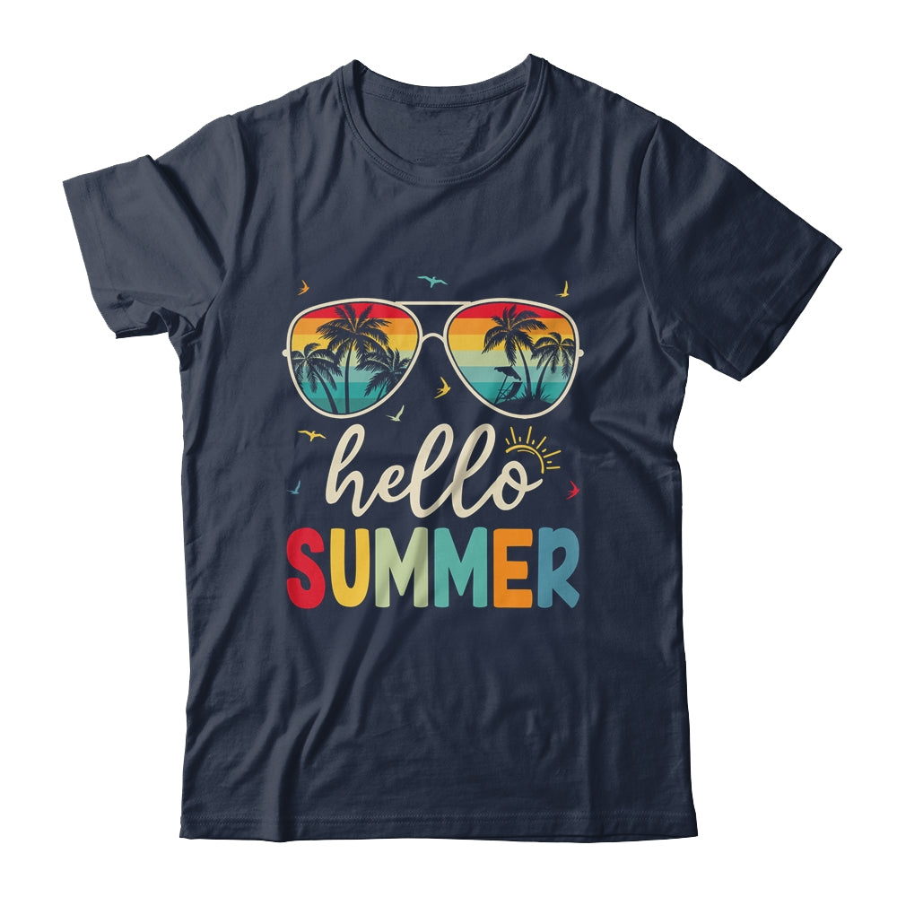 Hello Summer Retro Happy Summer Vacation Beach Men Women Shirt & Tank Top | siriusteestore