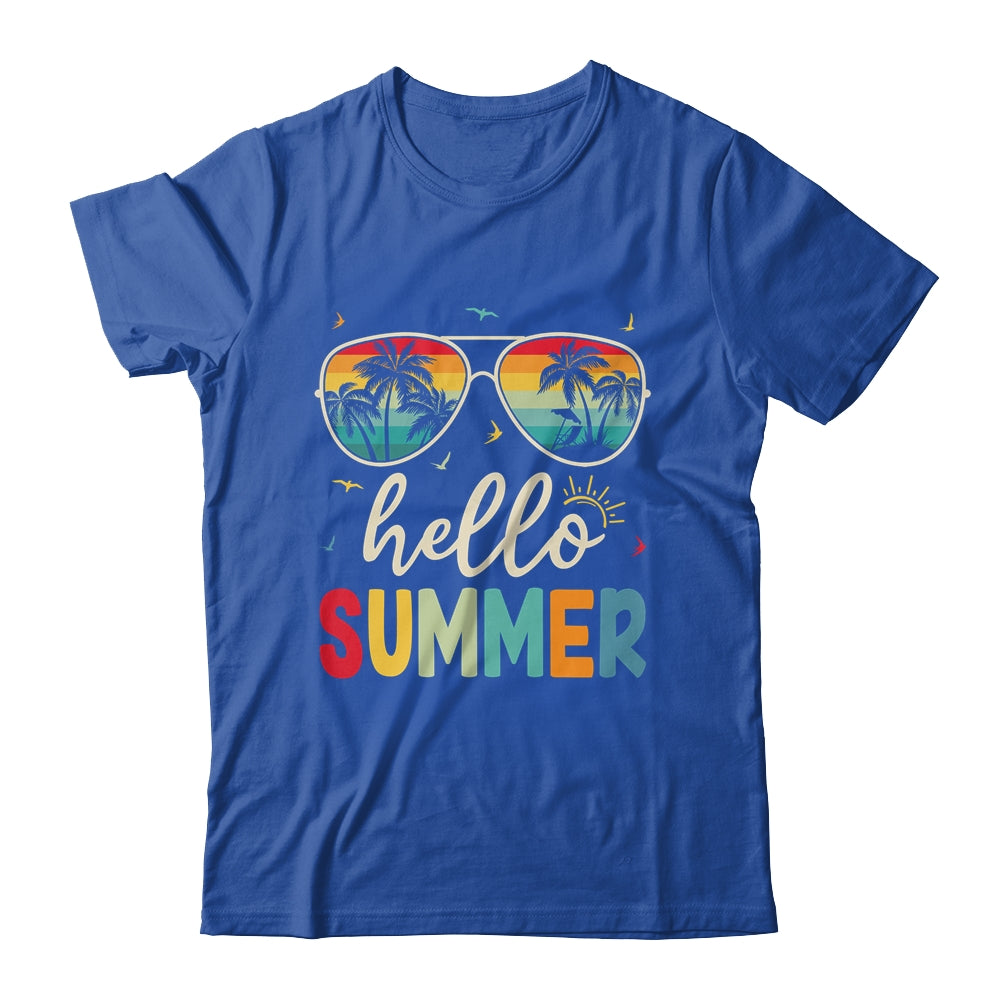 Hello Summer Retro Happy Summer Vacation Beach Men Women Shirt & Tank Top | siriusteestore