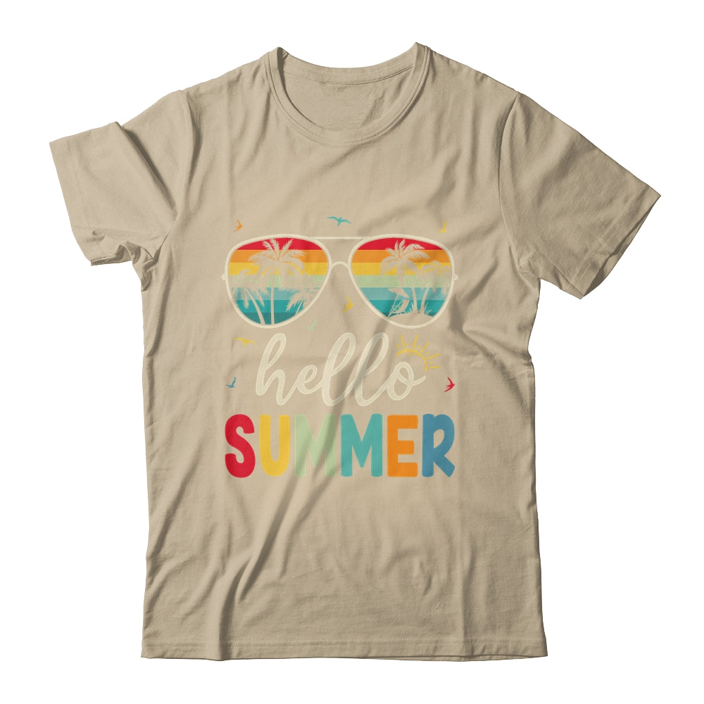 Hello Summer Retro Happy Summer Vacation Beach Men Women Shirt & Tank Top | siriusteestore