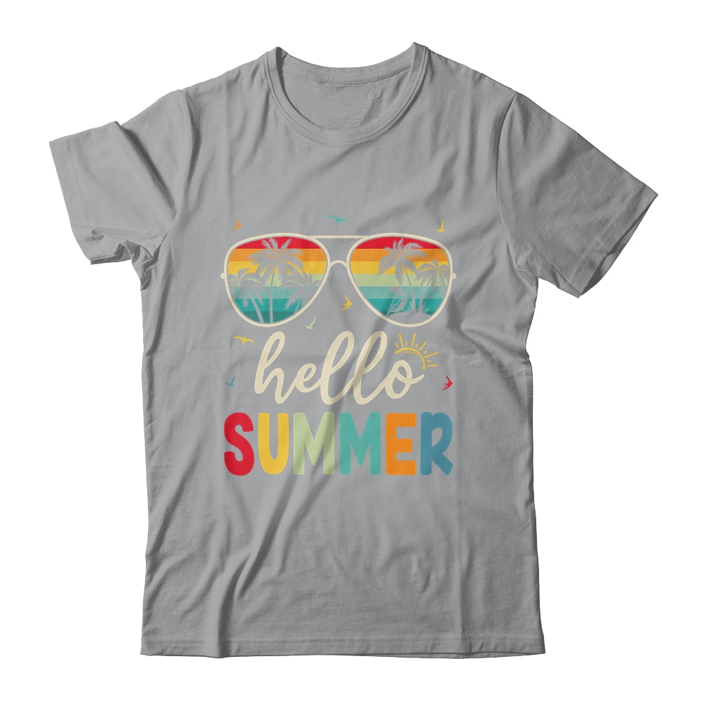 Hello Summer Retro Happy Summer Vacation Beach Men Women Shirt & Tank Top | siriusteestore