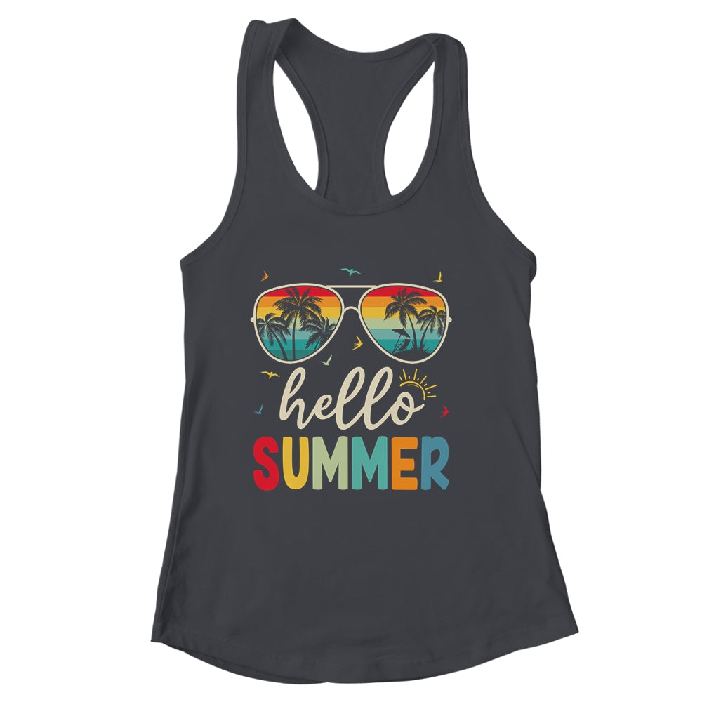 Hello Summer Retro Happy Summer Vacation Beach Men Women Shirt & Tank Top | siriusteestore