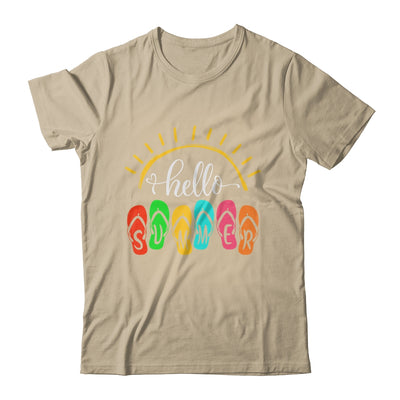 Hello Summer Vacation Flip Flops Colorful Beach Vacation Shirt & Tank Top | siriusteestore