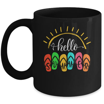 Hello Summer Vacation Flip Flops Colorful Beach Vacation Mug | siriusteestore