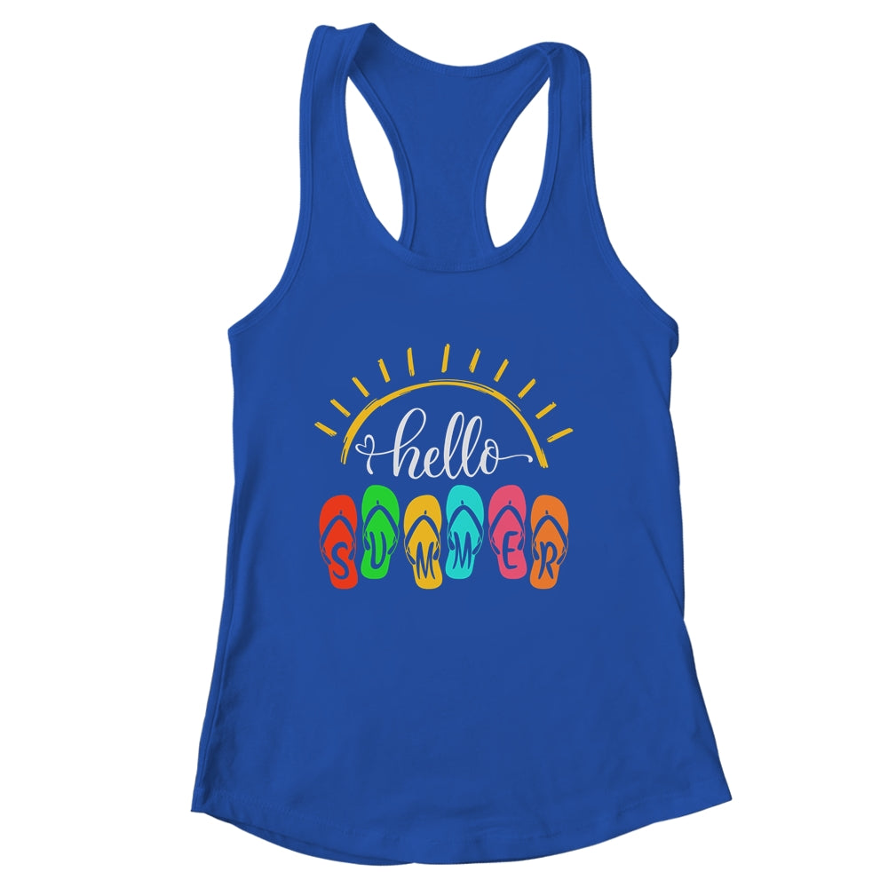 Hello Summer Vacation Flip Flops Colorful Beach Vacation Shirt & Tank Top | siriusteestore