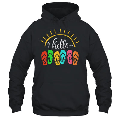 Hello Summer Vacation Flip Flops Colorful Beach Vacation Shirt & Tank Top | siriusteestore