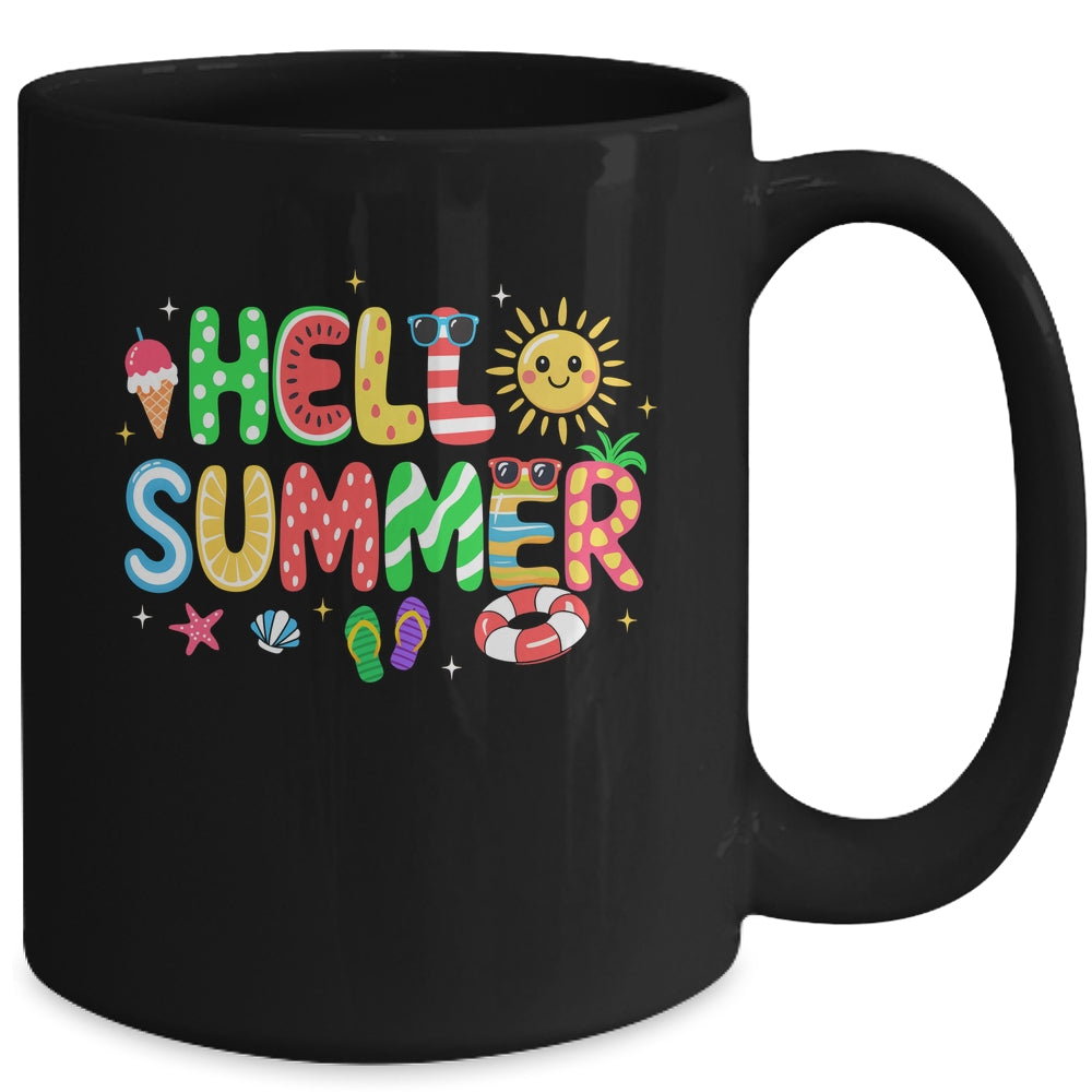Hello Summer Vacation Ice Cream Popsicle Watermelon Beach Mug | siriusteestore