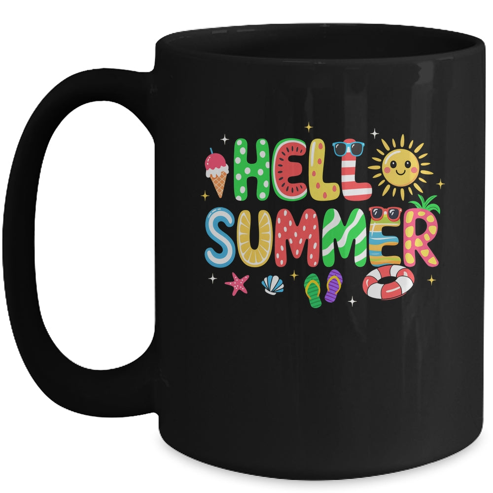 Hello Summer Vacation Ice Cream Popsicle Watermelon Beach Mug | siriusteestore