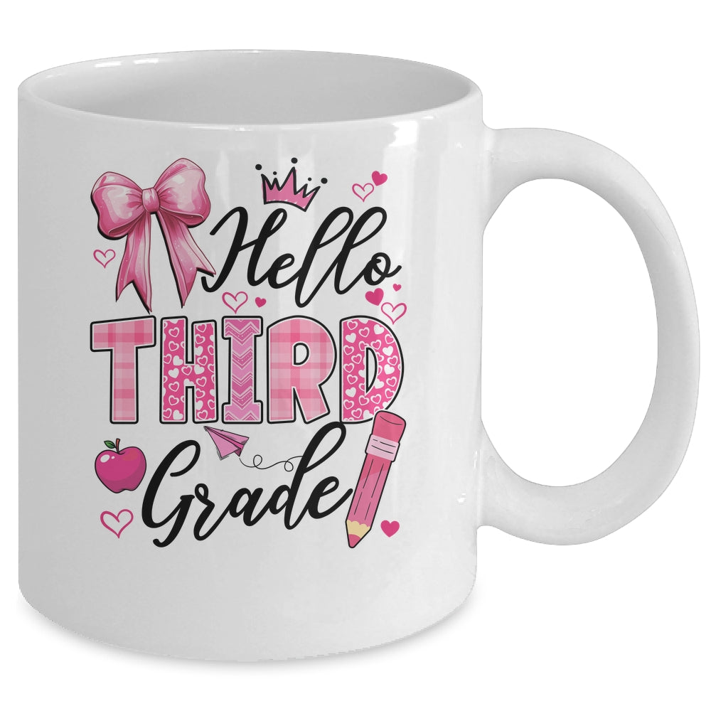 Hello Third Grade First Day Of School Coquette Teacher Girl Mug | siriusteestore