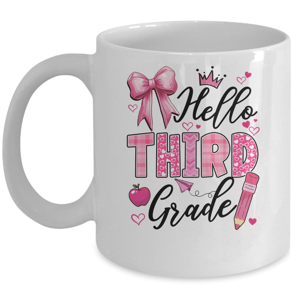 Hello Third Grade First Day Of School Coquette Teacher Girl Mug | siriusteestore